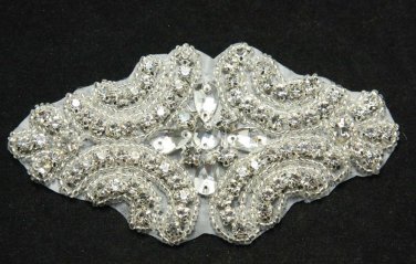 Vintage Classic Rhombus Wedding Bridal Ribbon Crystal Rhinestone Applique -CA