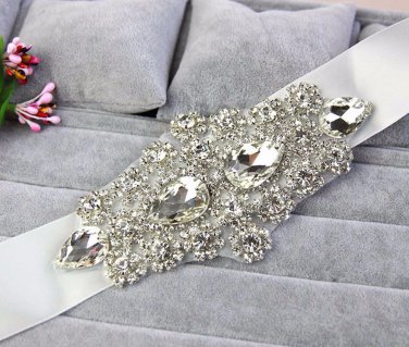 2" White Satin Ribbon Crystal Rhinestone Wedding Bridal Sash Belt 3 Yards