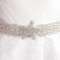Bridal Wedding Starfish Star Rhinestone Crystal Ribbon Satin Sash Dress Belt
