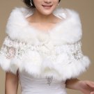 Off White Layers Flower Lace Faux Fur Bridal Wedding Cape Shrug Bolero Wrap Off White Layers Flower Lace Faux Fur Bridal Wedding Cape Shrug Bolero Wrap