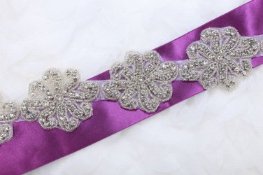 13/4/2 Pieces Bow Rhinestone Crystal Beaded Garter Dress Craft Sew/Iron Applique