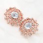 Lot of 6 Vintage Style Round Flower Rhinestone Crystal Rose Gold Shank Button