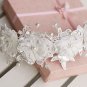 Wedding Bridal Sequin Faux Pearl Lace Flower Hair Long Princess Tiara