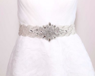 2" White (Other Color) Satin Crystal Rhinestone Wedding Sash Ribbon Belt 3 Yards