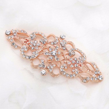 Rhombus Wedding Bridal Vintage Rose Gold Rhinestone Crystal Loop Back Buckle