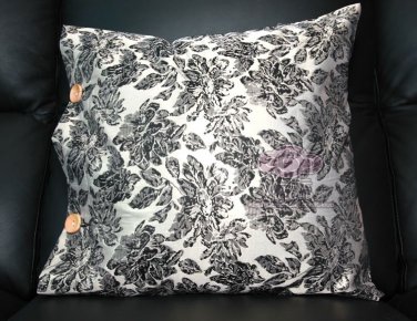 Black Flowers Leaves High Quality Embroidery Cushion Pillow Case Covers 2 Pieces