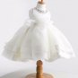 Vintage Girls Dress Cream Acrylic Rhinestone Wedding Party Pageant Birthday