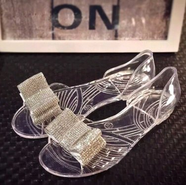 Sparkling Rhinestone Crystal Wedding Bridal White Double Bow Shoe Clips Pair