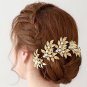 Gold Faux Pearl Flower Leaves Wedding Vine Crystal Forehead Princess Tiara