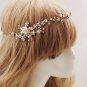 Bridal Wedding Rhinestone Crystal Gold Silver Pearl Hair Forehead Band Tiara
