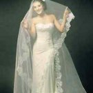 Light Champagne Tone Classic 1 Tiers Wedding Bridal Flowers Lace Tulle Veil
