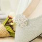 A Pair Of Wedding Bridal Rhinestone Crystal Oval Silver Shoe Clips