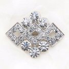 Silver Diamante Rhinestone Crystal Bridal Wedding Jewellery Brooch Pin