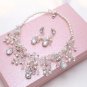 Wedding Bridal Handmade Ivory Pearl Rhinestone Necklace Earrings Set Jewelry