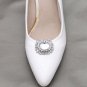 Oval Shape Silver Tone Rhinestone Crystal Wedding Bridal Shoe Clips Pair