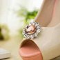 Women Fashion Wedding Bridal Rhinestone Crystal Oval Shoe Clips Charms Pair
