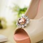 Women Fashion Wedding Bridal Rhinestone Crystal Oval Shoe Clips Charms Pair