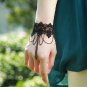 Halloween Christmas Party Goth Black Lace Metal Chain Bracelet