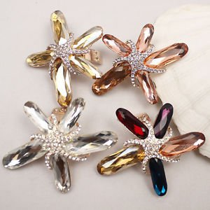 Colors Beach Starfish Star Rhinestone Crystal Shoe Clips Charms Decoration Pair