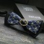 Men's Christmas Party Black & Blue Skull Crossbones Pre-Tied Necktie Bowtie