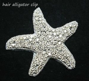 Christmas Party Prom Wedding Bridal Starfish Star Applique Hair Alligator Clip