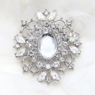 Wedding Bridal Clear Diamante Crystal Rhinestone Vintage Style Brooch Pin