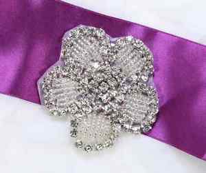 Cute Flower Silver Beaded Rhinestone Crystal Wedding Bridal Craft Applique