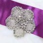 Cute Flower Silver Beaded Rhinestone Crystal Wedding Bridal Craft Applique
