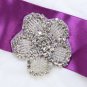Cute Flower Silver Beaded Rhinestone Crystal Wedding Bridal Craft Applique