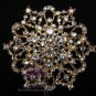 Wedding Bridal Silver Or Gold Tone Rhinestone Crystal Flower Brooch Pin Jewelry