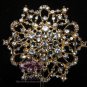 Wedding Bridal Silver Or Gold Tone Rhinestone Crystal Flower Brooch Pin Jewelry