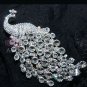 Large Wedding Bridal Aurora Rhinestone Crystal Peacock Brooch Pin