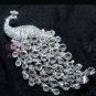 Large Wedding Bridal Aurora Rhinestone Crystal Peacock Brooch Pin