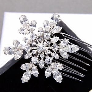 Winter Snowflake Snow Rhinestone Crystal Bridal Hair Comb Wedding Headpiece