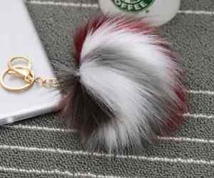 Large Colorful Fur Pom Pom Keychain Key Chain Bag Ornament Tassel Keyring