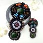 Vintage Beaded Beads Black Sandals Shoe Applique Pair