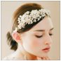 Vintage Flower Gold Tone Pearl Rhinestone Crystal Headband Tiara Hair Jewelry