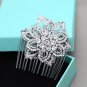 Rose Flower Bridal Rhinestone Comb Round Wedding Hair Head Crystal Headpiece