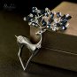 Blue Or Clear Rhinestone Crystal Silver Gold Brooch Pin Reindeer Jewelry