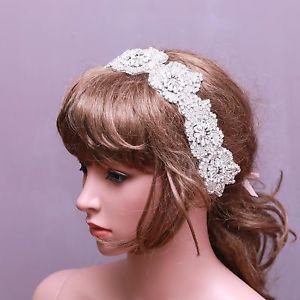 Wedding Bridal Rhinestone Crystal Flower Applique Headband Headpiece