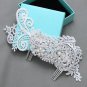 Vintage Lace Bridal Flower Pearl Rhinestone Comb Wedding Hair Crystal Headpiece