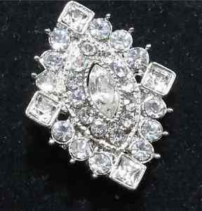 Rhombus Vintage Style Wedding Bridal Rhinestone Craft Button, Flat Back