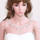 Rhinestone Crystal Flower Pearl Lariat Shoulder Necklace Earring Set Rhinestone Crystal Flower Pearl Lariat Shoulder Necklace Earring Set
