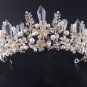 Bridal Gold Crystal Beads Butterfly Wedding Princess Crown Hair Accessories
