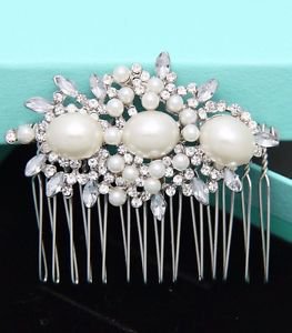 Wedding Rhinestone Pearl Crystal Silver Hair Clip Comb Bridesmaids Headpiece
