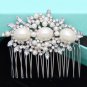 Wedding Rhinestone Pearl Crystal Silver Hair Clip Comb Bridesmaids Headpiece