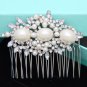 Wedding Rhinestone Pearl Crystal Silver Hair Clip Comb Bridesmaids Headpiece