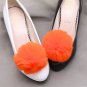 A Pair Fashion Orange Rabbit Fur Pom Pom Handmade Shoe Clips