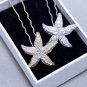 2 pcs Starfish Sea Beach Star Wedding Bridal Rhinestone Crystal Hair Pin Stick