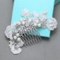 Vintage Bridal Flower Rhinestone Pearl Lace Hair Comb Wedding Crystal Headpiece